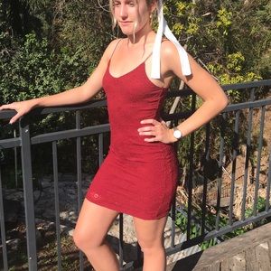 Red lace bodycon dress